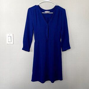 H&M Conscious royal blue 3/4 sleeve knee length v-neck dress women size 2